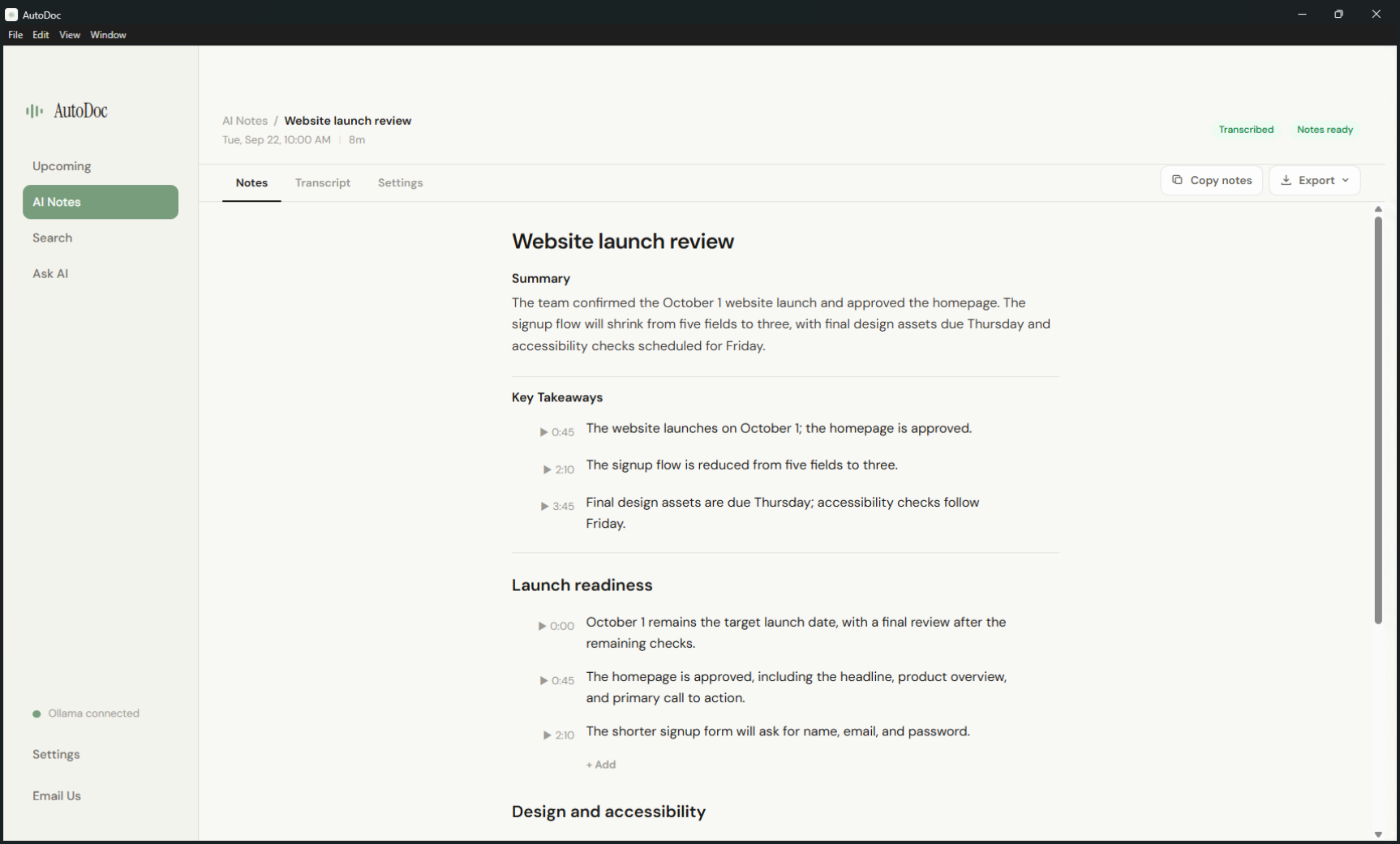 AutoDoc Notes on Windows